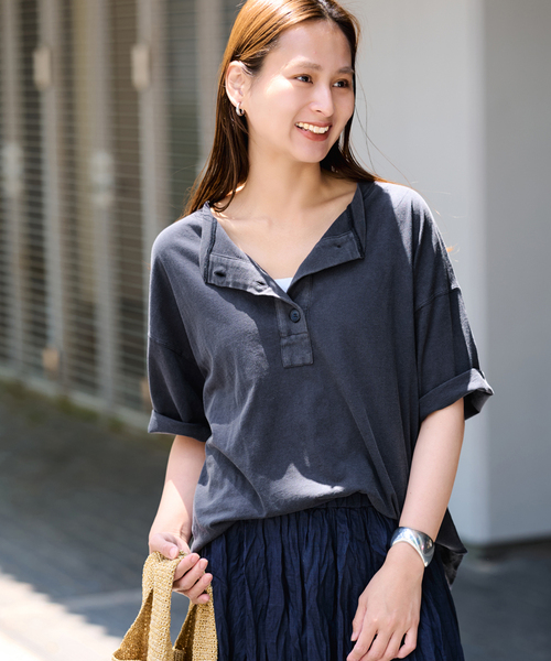 FRAMeWORK(フレームワーク)の「ヘンリーネックWIDE-Tee(Tシャツ/カットソー・レディース・ホワイト/ピンク/ネイビー・FREE)」の19枚目の写真