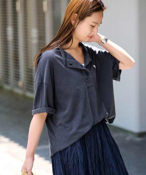 FRAMeWORK(フレームワーク)の「ヘンリーネックWIDE-Tee(Tシャツ/カットソー・レディース・ホワイト/ピンク/ネイビー・FREE)」の21枚目の写真