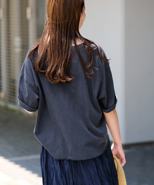 FRAMeWORK(フレームワーク)の「ヘンリーネックWIDE-Tee(Tシャツ/カットソー・レディース・ホワイト/ピンク/ネイビー・FREE)」の22枚目の写真