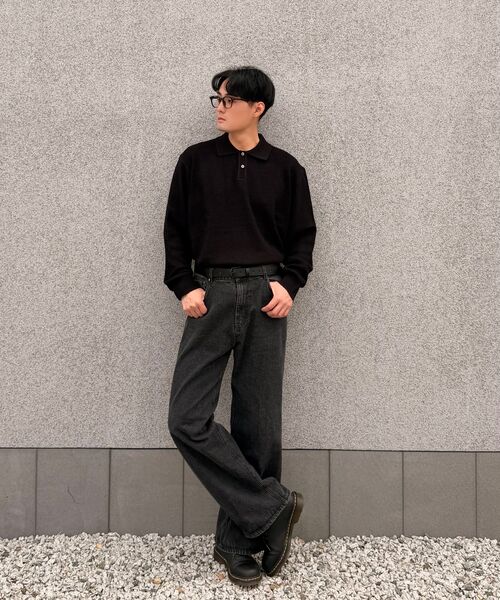 WORK ON BODY OFF（ワークオンボディオフ）の「イージオン セミオーバーフィットカラー ニット [ブラック]（ニット/セーター・メンズ・ブラック・MEDIUM/LARGE/X-LARGE）」の8枚目の写真