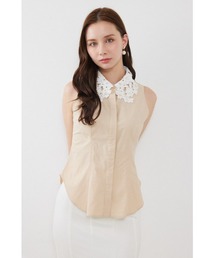 パールレースカラーノースリシャツトップス 夏服 秋服