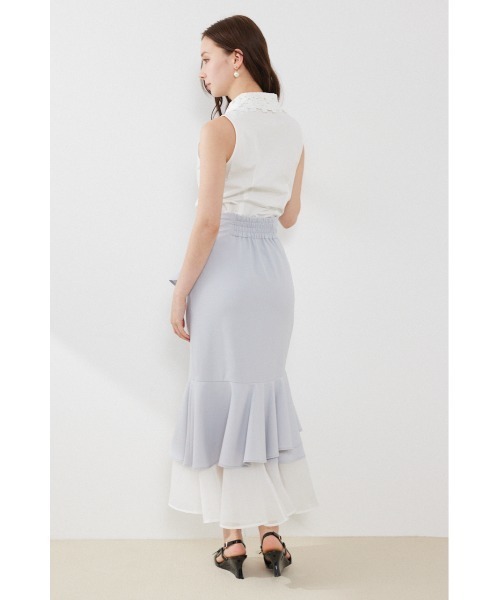 rienda(リエンダ)の「パールレースカラーノースリシャツトップス 夏服 秋服(シャツ/ブラウス・レディース・ブラック/ホワイト/ライトベージュ・MEDIUM/SMALL)」の5枚目の写真