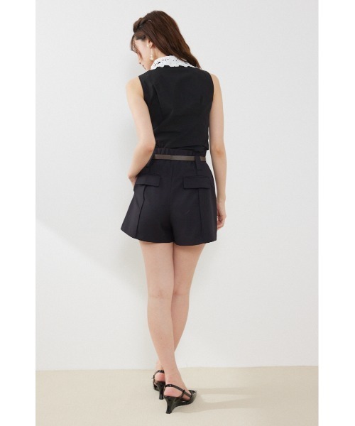rienda(リエンダ)の「パールレースカラーノースリシャツトップス 夏服 秋服(シャツ/ブラウス・レディース・ブラック/ホワイト/ライトベージュ・MEDIUM/SMALL)」の12枚目の写真