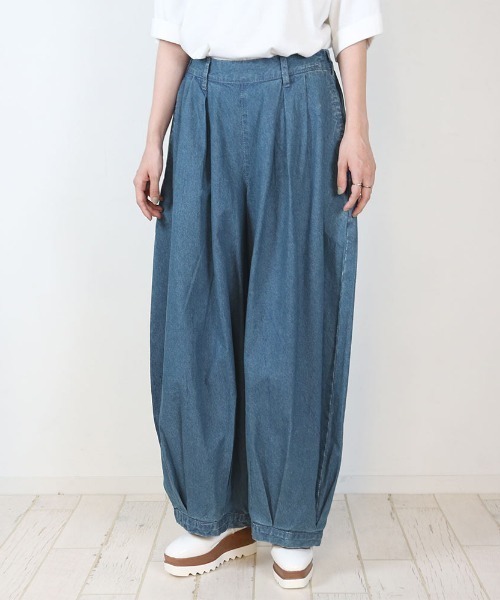 RCD（アールシーディー）の「キュロットピエロデニム パンツ（デニムパンツ・レディース・ワンウォッシュ/ブルー・M）」の2枚目の写真