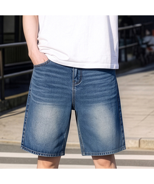 HALFNINE(ハーフナイン)の「シティワーク ウォッシング ワイド 5部 デニムパンツ I07JRD_HXY11348(その他パンツ・メンズ・ライトインディゴブルー/ブラック/ブルー系その他・SMALL/LARGE/MEDIUM/2XL/X-LARGE)」の3枚目の写真