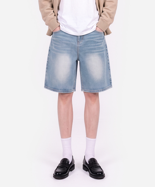 HALFNINE(ハーフナイン)の「シティワーク ウォッシング ワイド 5部 デニムパンツ I07JRD_HXY11348(その他パンツ・メンズ・ライトインディゴブルー/ブラック/ブルー系その他・SMALL/LARGE/MEDIUM/2XL/X-LARGE)」の8枚目の写真