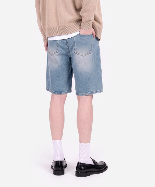 HALFNINE(ハーフナイン)の「シティワーク ウォッシング ワイド 5部 デニムパンツ I07JRD_HXY11348(その他パンツ・メンズ・ライトインディゴブルー/ブラック/ブルー系その他・SMALL/LARGE/MEDIUM/2XL/X-LARGE)」の9枚目の写真