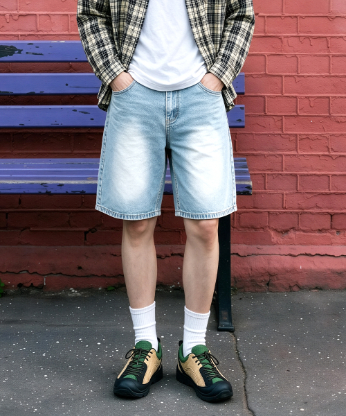 HALFNINE(ハーフナイン)の「シティワーク ウォッシング ワイド 5部 デニムパンツ I07JRD_HXY11348(その他パンツ・メンズ・ライトインディゴブルー/ブラック/ブルー系その他・SMALL/LARGE/MEDIUM/2XL/X-LARGE)」の12枚目の写真
