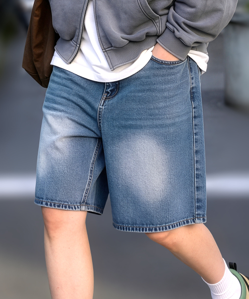HALFNINE(ハーフナイン)の「シティワーク ウォッシング ワイド 5部 デニムパンツ I07JRD_HXY11348(その他パンツ・メンズ・ライトインディゴブルー/ブラック/ブルー系その他・SMALL/LARGE/MEDIUM/2XL/X-LARGE)」の15枚目の写真