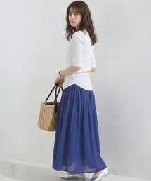 ロングスカート フレアスカート レディース ファッション マキシスカート 春 夏 リネンスカート シアースカート ウエストゴム マキシ丈 ゆったり ストレスフリー ティアード風 ギャザーフレア 落ち感 Aライン