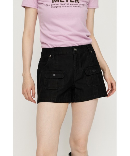 SLY(スライ)の「MILITARY S/PT ミリタリーショートパンツ 夏服 秋服 冬服(スラックス・レディース・ブラック/カーキ・0/1)」の2枚目の写真
