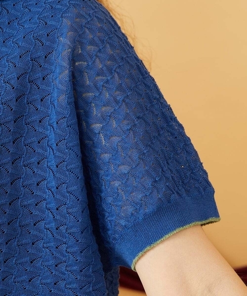 Jocomomola(ホコモモラ)の「Capricho サマーニットフード付きカーディガン(カーディガン/ボレロ・レディース・ブルー/ピンク・40)」の15枚目の写真