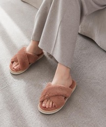 Burner（バーナー）の「【FEMLY DAILY(フェミリーデイリー)】クロスボア オープントゥルームシューズ fem-rooshoes-3-9【RBTS】（ルームシューズ/スリッパ）」