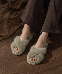 Burner（バーナー）の「【FEMLY DAILY（フェミリーデイリー）】クロスボア オープントゥルームシューズ fem-rooshoes-3-9【RBTS】（ルームシューズ/スリッパ）」