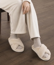 Burner（バーナー）の「【FEMLY DAILY（フェミリーデイリー）】クロスボア オープントゥルームシューズ fem-rooshoes-3-9【RBT】（ルームシューズ/スリッパ）」