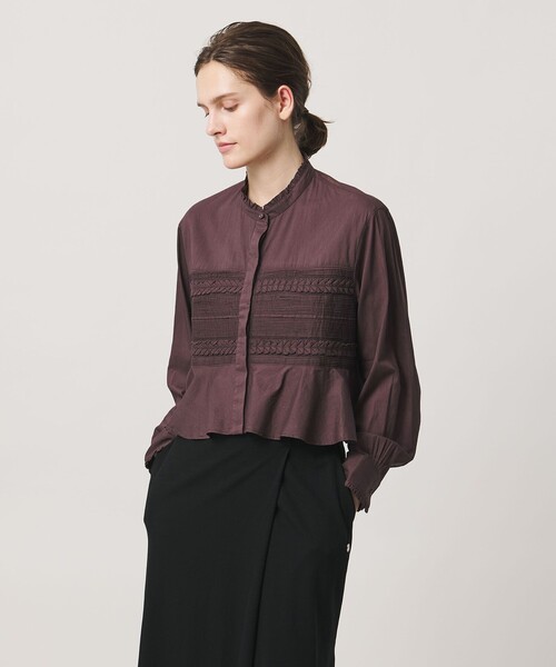 Pheeta（フィータ）の「＜Pheeta＞Trinity ペプラム シャツ / 016C-60（シャツ/ブラウス・レディース・ライトピンク/ブラウン系/ホワイト・FREE）」の3枚目の写真