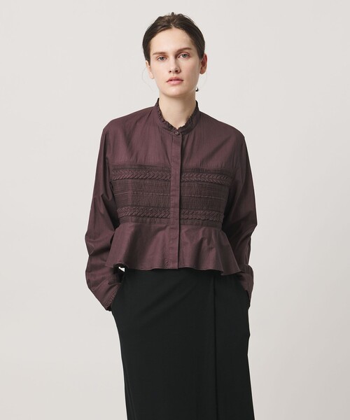 Pheeta（フィータ）の「＜Pheeta＞Trinity ペプラム シャツ / 016C-60（シャツ/ブラウス・レディース・ライトピンク/ブラウン系/ホワイト・FREE）」の4枚目の写真