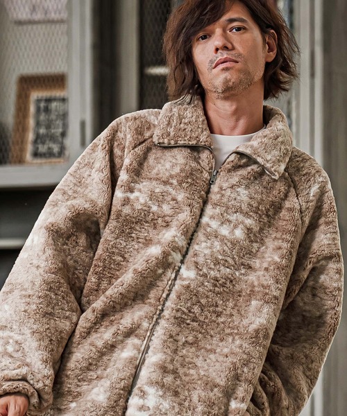 CAMBIO(カンビオ)の「mj11825- Tie Dye Boa Fleece Zip Jacket ボアフリースジップジャケット(CMP-262-004)(その他アウター・メンズ・ブラック/パープル/ブラウン・S/M/L)」の6枚目の写真