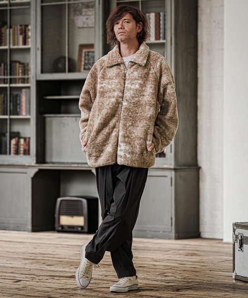 CAMBIO(カンビオ)の「mj11825- Tie Dye Boa Fleece Zip Jacket ボアフリースジップジャケット(CMP-262-004)(その他アウター・メンズ・ブラック/パープル/ブラウン・S/M/L)」の7枚目の写真