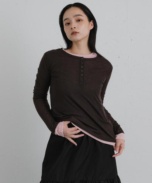 SENSE OF PLACE by URBAN RESEARCH(センスオブプレイスバイアーバンリサーチ)の「2PパックロングTシャツ(Tシャツ/カットソー・レディース・チャコールグレー/ブラウン/イエロー・ONE)」の1枚目の写真