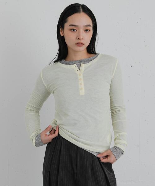 SENSE OF PLACE by URBAN RESEARCH(センスオブプレイスバイアーバンリサーチ)の「2PパックロングTシャツ(Tシャツ/カットソー・レディース・チャコールグレー/ブラウン/イエロー・ONE)」の3枚目の写真