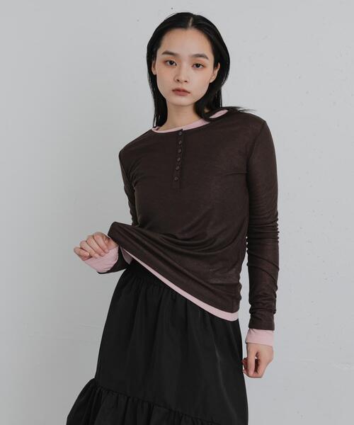 SENSE OF PLACE by URBAN RESEARCH(センスオブプレイスバイアーバンリサーチ)の「2PパックロングTシャツ(Tシャツ/カットソー・レディース・チャコールグレー/ブラウン/イエロー・ONE)」の12枚目の写真