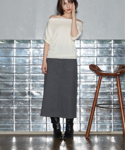 OFROOM(オフルーム)の「【2026秋冬新作】Work Long Skirt|ワークロングスカート(スカート・レディース・ブラウン/チャコールグレー/アイボリー/カーキ/ブラック・FREE)」の4枚目の写真