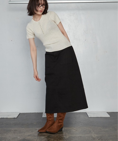 OFROOM(オフルーム)の「【2026秋冬新作】Work Long Skirt|ワークロングスカート(スカート・レディース・ブラウン/チャコールグレー/アイボリー/カーキ/ブラック・FREE)」の3枚目の写真