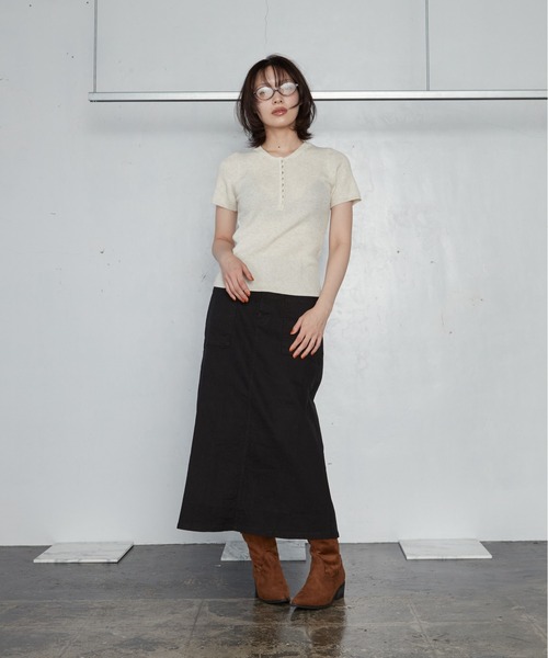 OFROOM(オフルーム)の「【2026秋冬新作】Work Long Skirt|ワークロングスカート(スカート・レディース・ブラウン/チャコールグレー/アイボリー/カーキ/ブラック・FREE)」の9枚目の写真