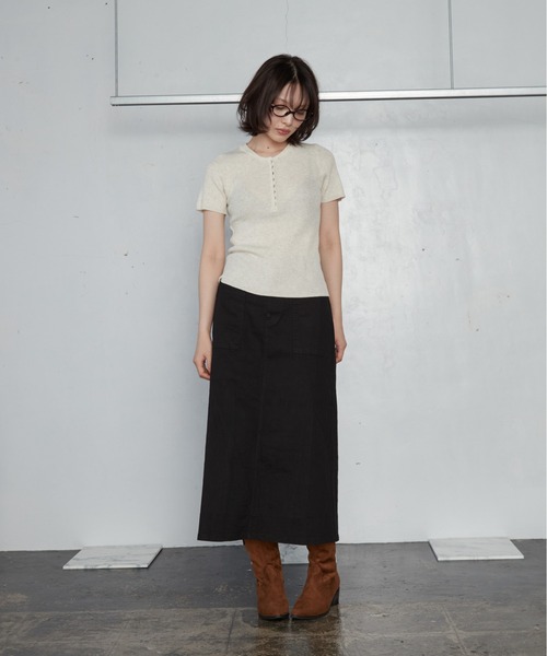 OFROOM(オフルーム)の「【2026秋冬新作】Work Long Skirt|ワークロングスカート(スカート・レディース・ブラウン/チャコールグレー/アイボリー/カーキ/ブラック・FREE)」の10枚目の写真