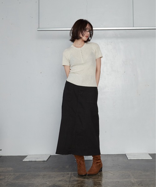 OFROOM(オフルーム)の「【2026秋冬新作】Work Long Skirt|ワークロングスカート(スカート・レディース・ブラウン/チャコールグレー/アイボリー/カーキ/ブラック・FREE)」の11枚目の写真