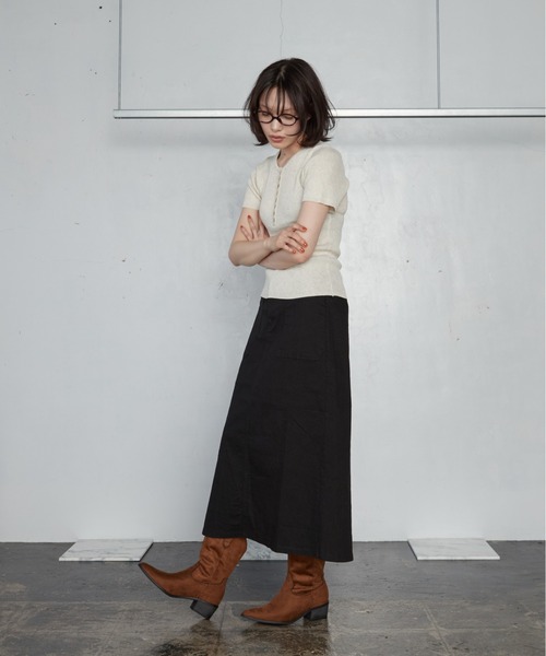 OFROOM(オフルーム)の「【2026秋冬新作】Work Long Skirt|ワークロングスカート(スカート・レディース・ブラウン/チャコールグレー/アイボリー/カーキ/ブラック・FREE)」の14枚目の写真