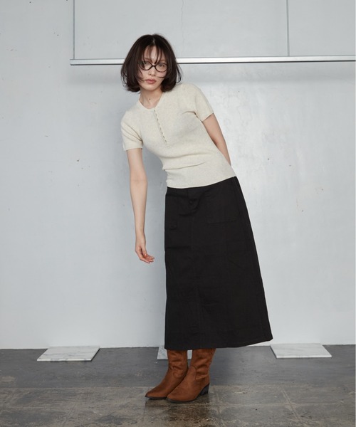 OFROOM(オフルーム)の「【2026秋冬新作】Work Long Skirt|ワークロングスカート(スカート・レディース・ブラウン/チャコールグレー/アイボリー/カーキ/ブラック・FREE)」の15枚目の写真
