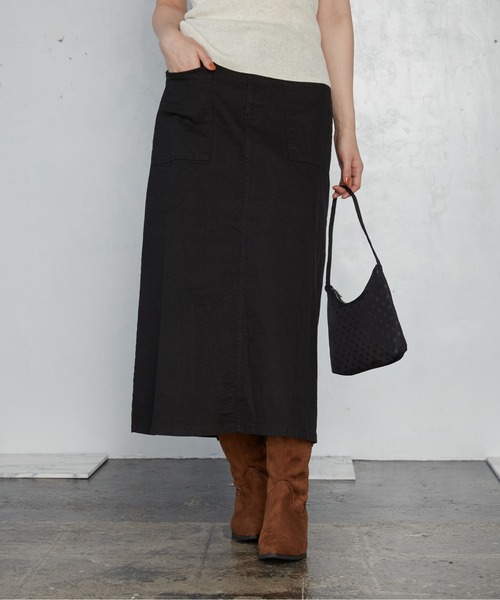 OFROOM(オフルーム)の「【2026秋冬新作】Work Long Skirt|ワークロングスカート(スカート・レディース・ブラウン/チャコールグレー/アイボリー/カーキ/ブラック・FREE)」の6枚目の写真