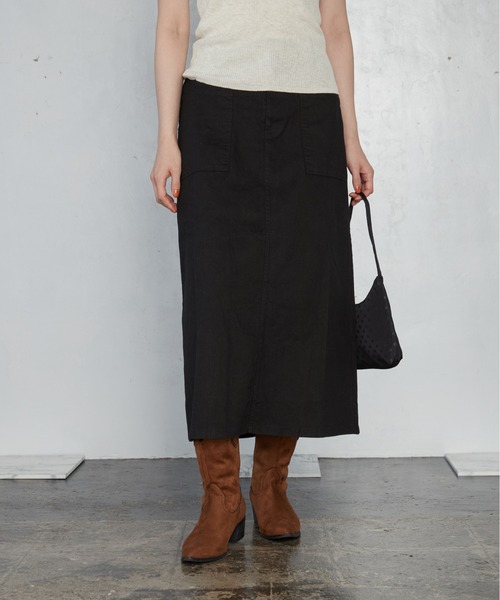 OFROOM(オフルーム)の「【2026秋冬新作】Work Long Skirt|ワークロングスカート(スカート・レディース・ブラウン/チャコールグレー/アイボリー/カーキ/ブラック・FREE)」の20枚目の写真
