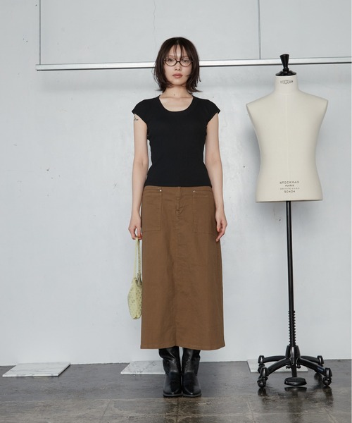 OFROOM(オフルーム)の「【2026秋冬新作】Work Long Skirt|ワークロングスカート(スカート・レディース・ブラウン/チャコールグレー/アイボリー/カーキ/ブラック・FREE)」の21枚目の写真