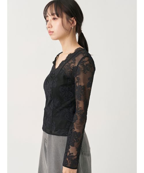 SNIDEL(スナイデル)の「カットレースTOPS(Tシャツ/カットソー・レディース・ブラック/ライトブルー/ホワイト・F)」の7枚目の写真