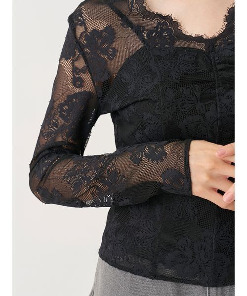 SNIDEL(スナイデル)の「カットレースTOPS(Tシャツ/カットソー・レディース・ブラック/ライトブルー/ホワイト・F)」の10枚目の写真