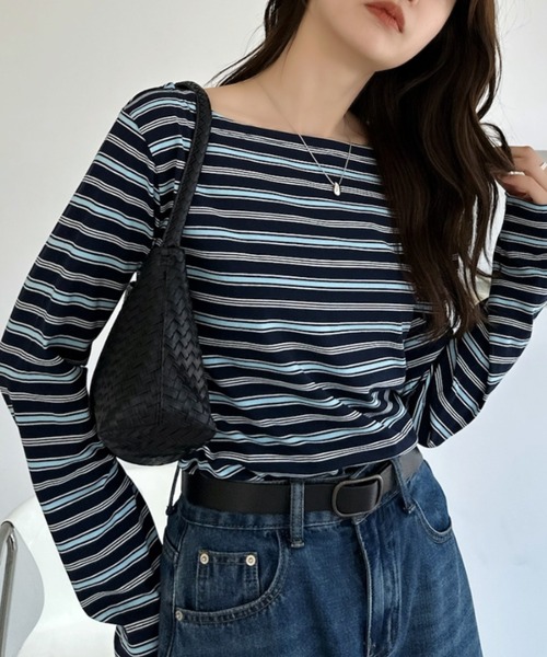 TREOVER(トレオーバー)の「着こなしを自由に楽しめるマルチウェイオフショルトップス(Tシャツ/カットソー・レディース・グレー系その他/ネイビー系/オフホワイト/ブラック/ホワイト系その他/ベージュ系その他・FREE)」の6枚目の写真
