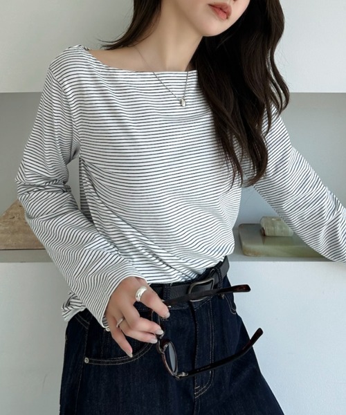TREOVER(トレオーバー)の「着こなしを自由に楽しめるマルチウェイオフショルトップス(Tシャツ/カットソー・レディース・グレー系その他/ネイビー系/オフホワイト/ブラック/ホワイト系その他/ベージュ系その他・FREE)」の18枚目の写真