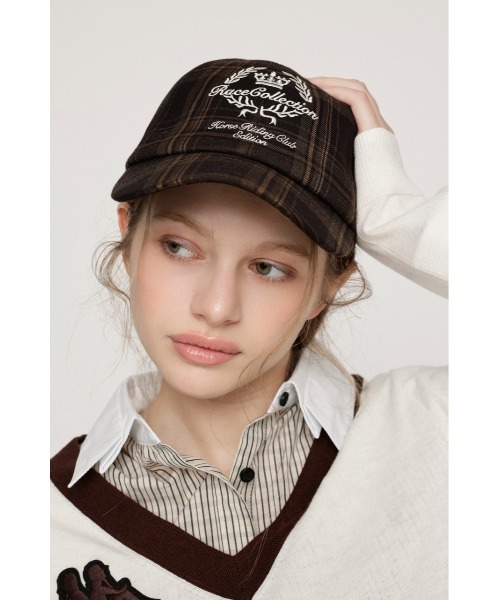 SLY（スライ）の「KAPPA x SLY CHECK CAP カッパスライチェックキャップ 秋服（キャップ・レディース・ブラウン系その他2/ネイビー系・FREE）」の12枚目の写真