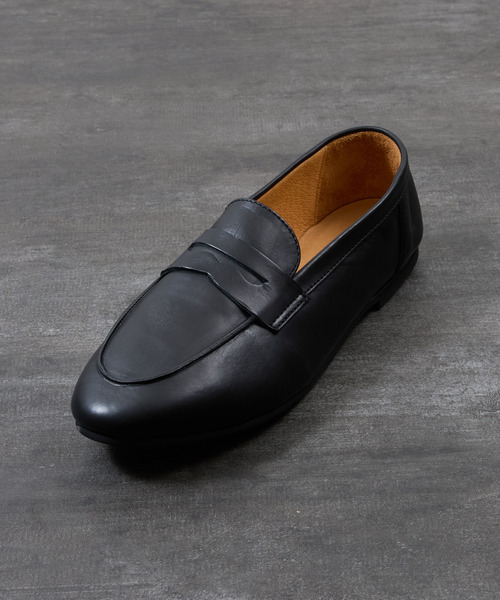 PADRONE（パドローネ）の「PADRONE パドローネ / FT Loafers フラットソールレザーローファー / PU8185-2002（ローファー・メンズ・ブラウン/ブラック・42/41/40）」の4枚目の写真