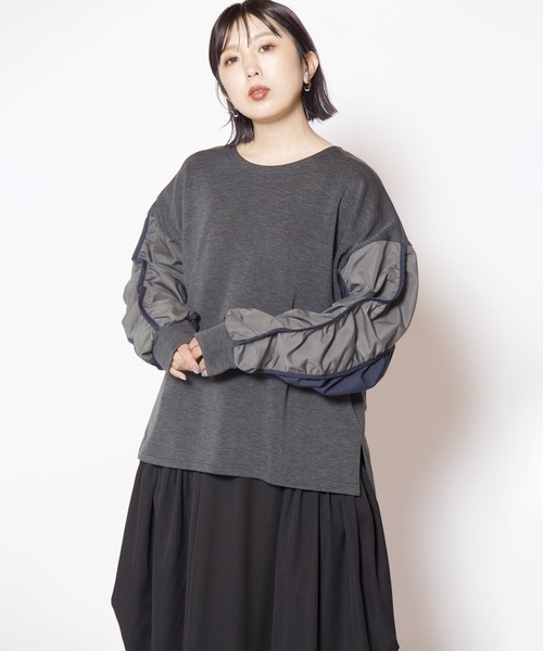 OSMOSIS(オズモーシス)の「ギャザースリーブプルオーバー(Tシャツ/カットソー・レディース・グレー/ブラウン/ブラック・ONE SIZE)」の15枚目の写真