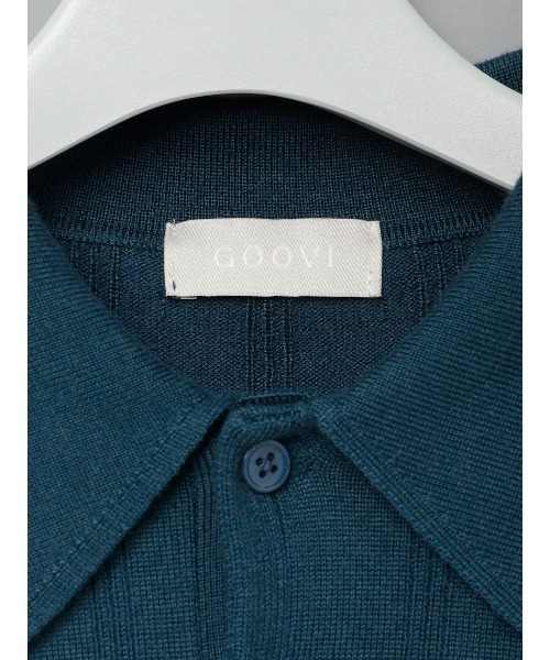 GOOVI(グービ)の「GOOVI/ポロニット/長袖/ウォッシャブル/アセテートウール/ストライプ(ポロシャツ・メンズ・パープル/グリーン・3/1/2)」の4枚目の写真