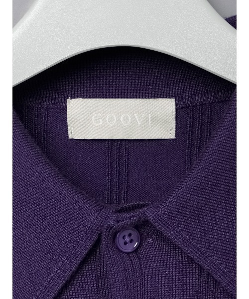 GOOVI(グービ)の「GOOVI/ポロニット/長袖/ウォッシャブル/アセテートウール/ストライプ(ポロシャツ・メンズ・パープル/グリーン・3/1/2)」の9枚目の写真