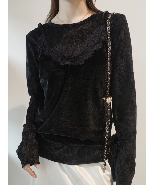 amel(エイメル)の「ベロアレースキャミセット / ブラック(Tシャツ/カットソー・レディース・ブラック・FREE)」の11枚目の写真