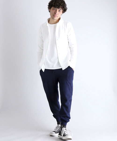 Denime（ドゥニーム）の「CL RIB KNIT PANTS/コットンリネンリブニットパンツ（その他パンツ・メンズ・ネイビー/ベージュ/グリーン・MEDIUM/LARGE/X-LARGE）」の14枚目の写真