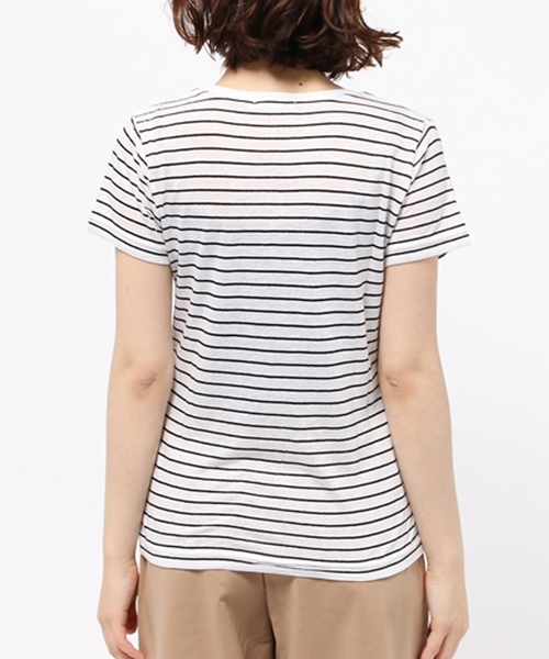 WEGO（ウィゴー）の「WEGO/リネンモダールUネックTシャツ（Tシャツ/カットソー・レディース・オフホワイト/ブラック系その他/ライトピンク/ブラック/サックスブルー・MEDIUM/LARGE）」の12枚目の写真