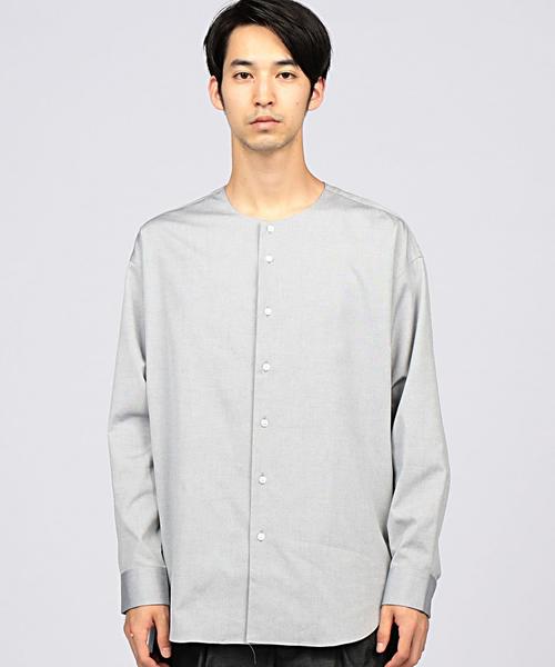 EN ROUTE（アンルート）の「ENR コットンオックスノーカラーシャツ◆（シャツ/ブラウス・メンズ・ホワイト/ライトグレー・1/2/3）」の2枚目の写真