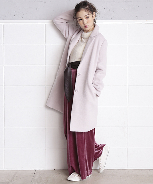 one after another NICE CLAUP（ワンアフターアナザーナイスクラップ）の「サッシュベルト付べロアワイドパンツ（その他パンツ・レディース・グレー/ブラック/ピンク・FREE）」の5枚目の写真